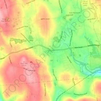 Terryville topographic map, elevation, terrain
