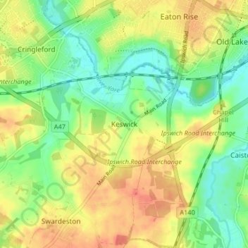 Keswick topographic map, elevation, terrain