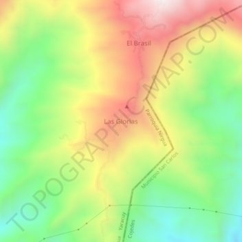 Las Glorias topographic map, elevation, terrain