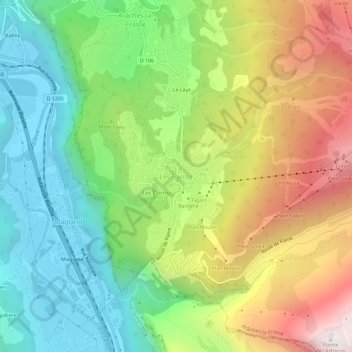 Les Carroz topographic map, elevation, terrain