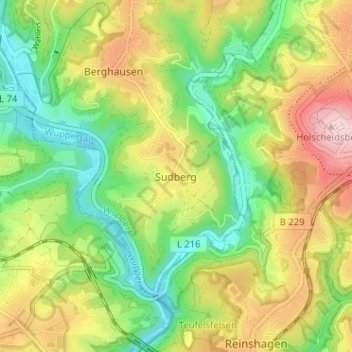 Sudberg topographic map, elevation, terrain