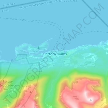 Puerto Williams topographic map, elevation, terrain