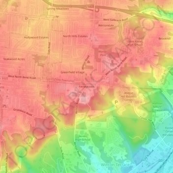 Finneytown topographic map, elevation, terrain