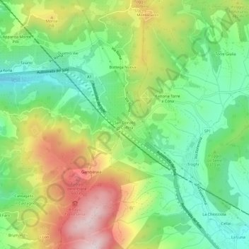 San Donato in Collina topographic map, elevation, terrain