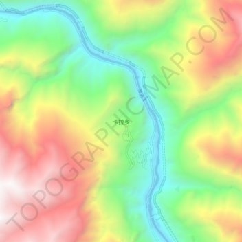 卡拉乡 topographic map, elevation, terrain