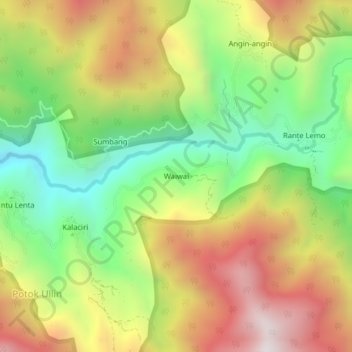 Waiwai topographic map, elevation, terrain