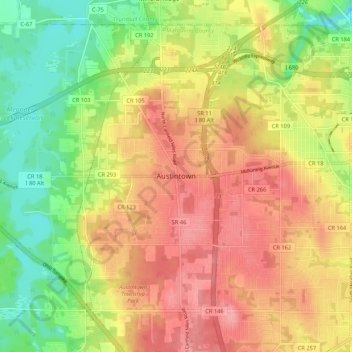 Austintown topographic map, elevation, terrain