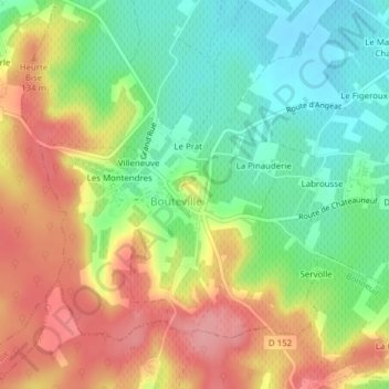 Château de Bouteville topographic map, elevation, terrain