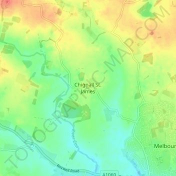 Chignall St. James topographic map, elevation, terrain
