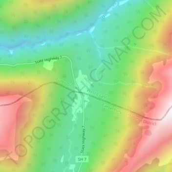 Lewis Pass topographic map, elevation, terrain