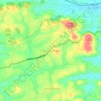 Chengamanadu topographic map, elevation, terrain