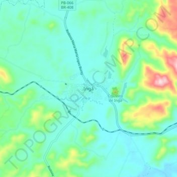 Ingá topographic map, elevation, terrain