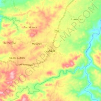 Gutalac topographic map, elevation, terrain