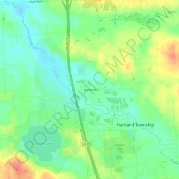 Hartland topographic map, elevation, terrain