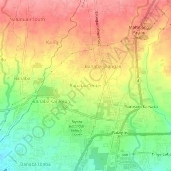 Banaba Center topographic map, elevation, terrain