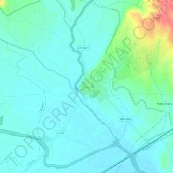Peralada topographic map, elevation, terrain