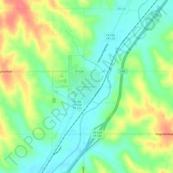 Underwood topographic map, elevation, terrain