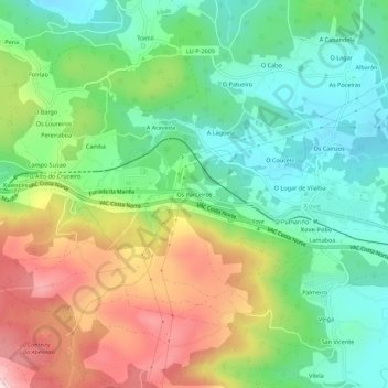 Os Parceiros topographic map, elevation, terrain