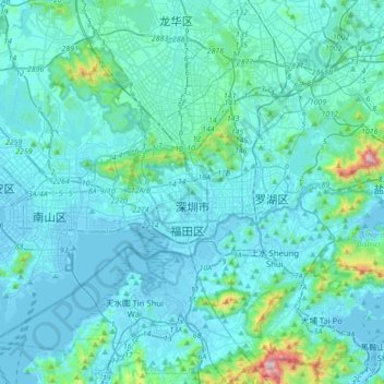 Shenzhen topographic map, elevation, terrain