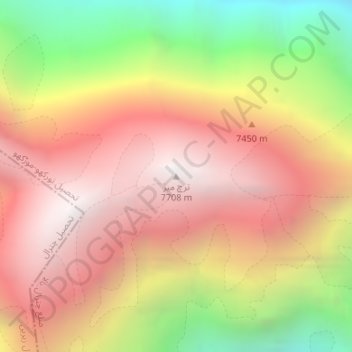 Tirich Mir topographic map, elevation, terrain