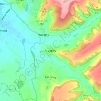 Alderley topographic map, elevation, terrain