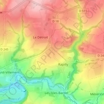 Les Quesnets topographic map, elevation, terrain