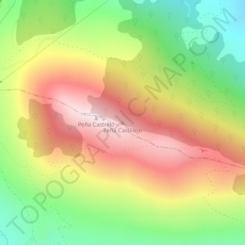 Peña Castillejo topographic map, elevation, terrain