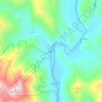Spear topographic map, elevation, terrain