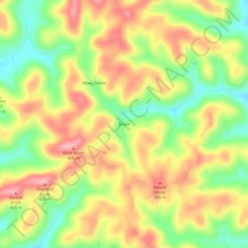 Drum topographic map, elevation, terrain