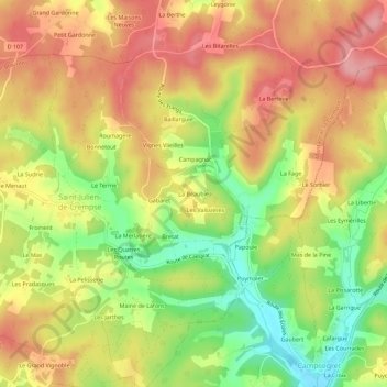 La Beaubie topographic map, elevation, terrain