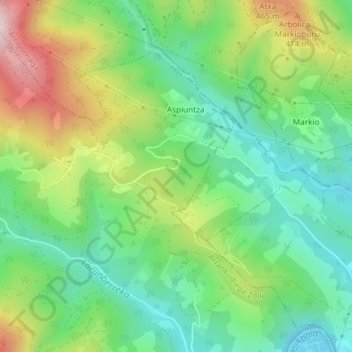 Basozelai topographic map, elevation, terrain