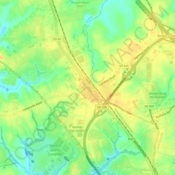 Lightfoot topographic map, elevation, terrain