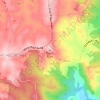 Mount Mee topographic map, elevation, terrain