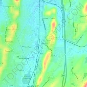 Hardy topographic map, elevation, terrain