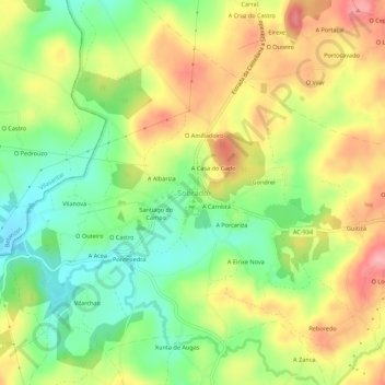 Sobrado topographic map, elevation, terrain