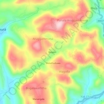 Bogala topographic map, elevation, terrain
