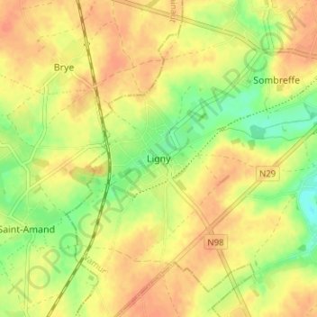 Ligny topographic map, elevation, terrain