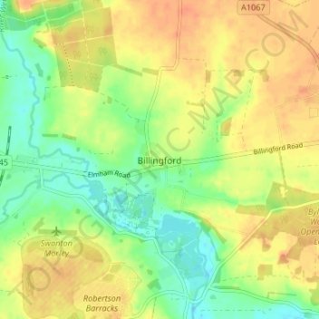 Billingford topographic map, elevation, terrain