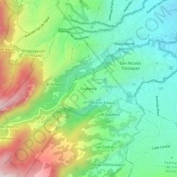 Ocotenco topographic map, elevation, terrain
