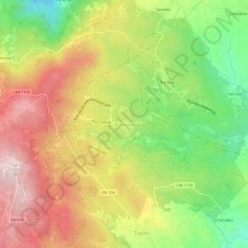 Padrela topographic map, elevation, terrain