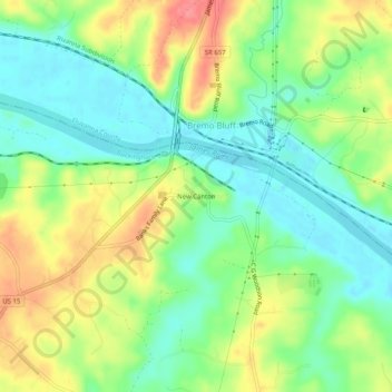 New Canton topographic map, elevation, terrain