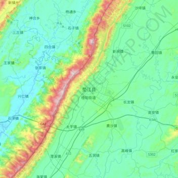 Dianjiang topographic map, elevation, terrain
