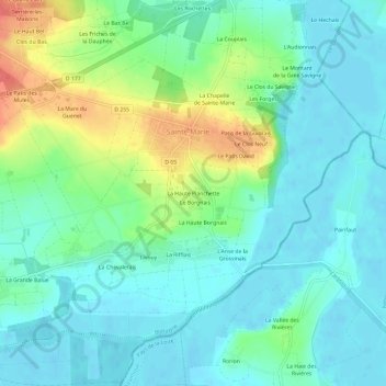 La Haute Planchette topographic map, elevation, terrain