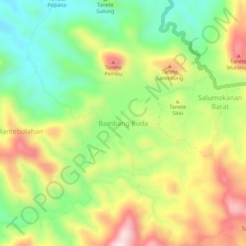 Bambang Buda topographic map, elevation, terrain