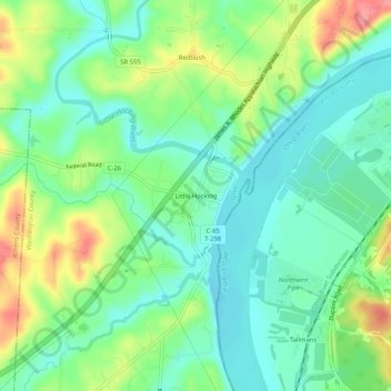 Little Hocking topographic map, elevation, terrain