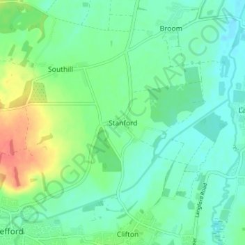 Stanford topographic map, elevation, terrain