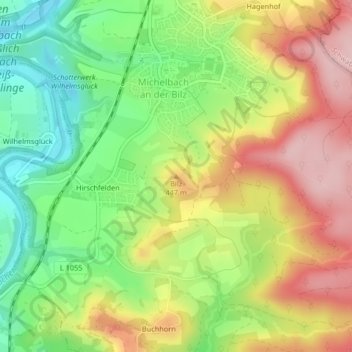 Bilz topographic map, elevation, terrain
