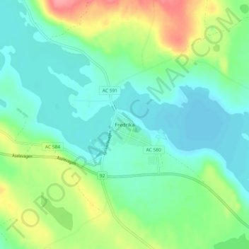 Fredrika topographic map, elevation, terrain