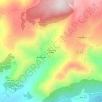 Horcajo de la Ribera topographic map, elevation, terrain