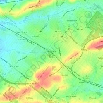 North Hills topographic map, elevation, terrain
